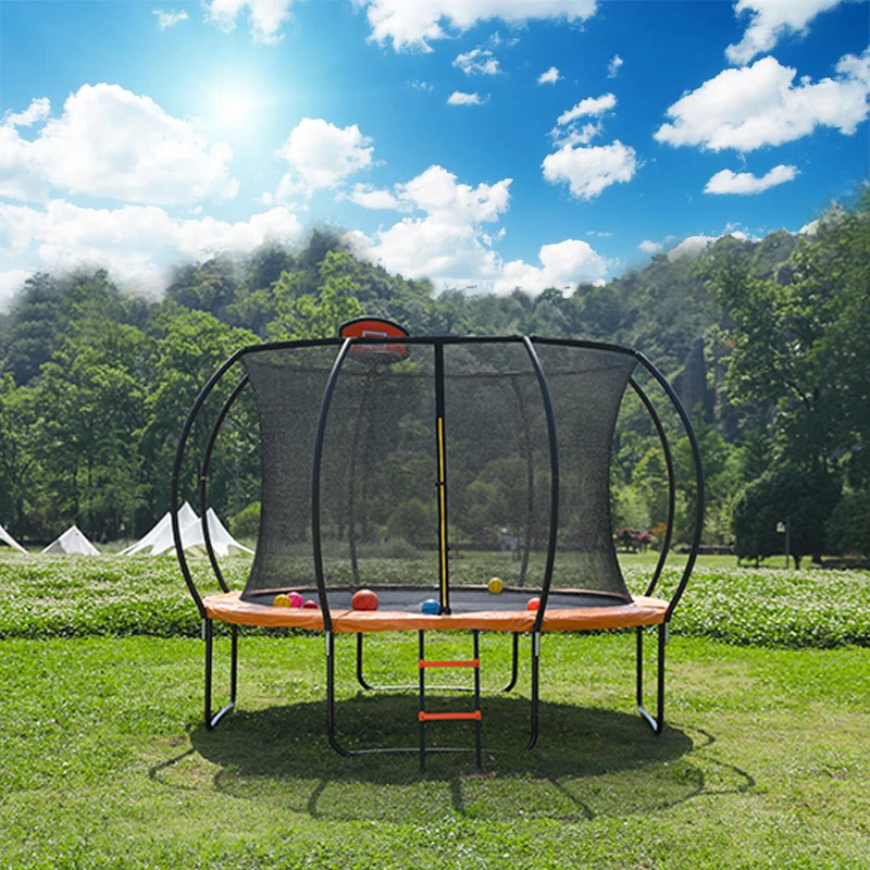 

Уличный батут Zoshine для детей и взрослых размером от 8 до 16 футов с одобренной ASTM рамой из нержавеющей стали и закрытой сеткой из ПВХ