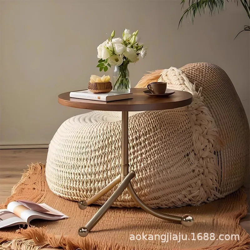 

Minimalist Wheels Space Small Table Sofa Modern Wooden Adjus Side Folding Bedside Living Height Compact Side Coffee Outdoor Room