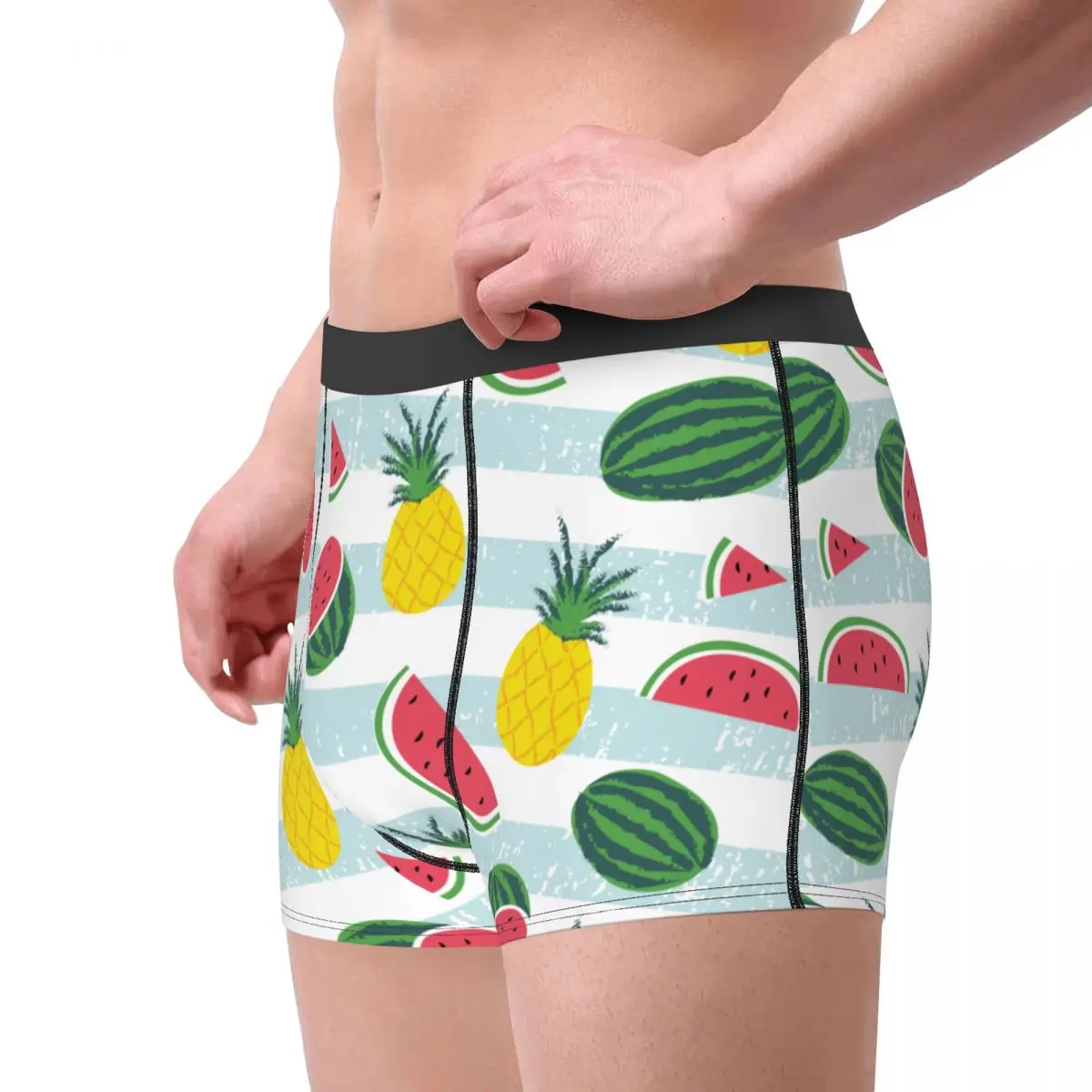 Watermelon Pineapple Stripes Men's Underwear Boxer Shorts Panties Hot Breathable Underpants for Homme Plus Size