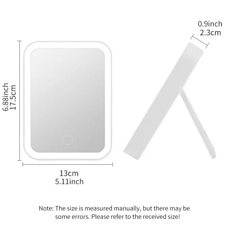 USB Portable Compact LED Vanity Mirror with Touch Screen Dimming Makeup Mirror image 5