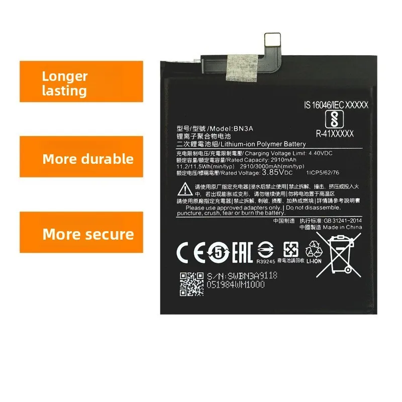 BN3A for MIUI Xiaomi Redmi Go Mobile Phone Battery 0Cycle High Quality High Capacity Replacement Bateria Grade A Cell with Tools
