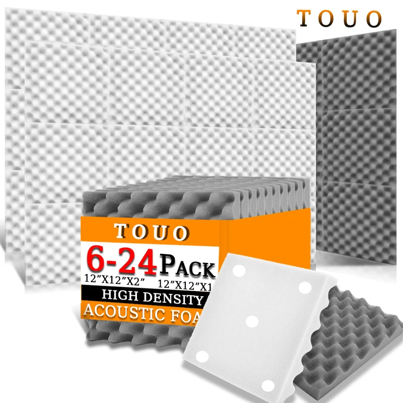 

TOUO Acoustic Foams 6/12/24 Pcs Sound Absorbing Foam Panel Studio Acoustic Treatment Sound Absorbing Material High Density Pad