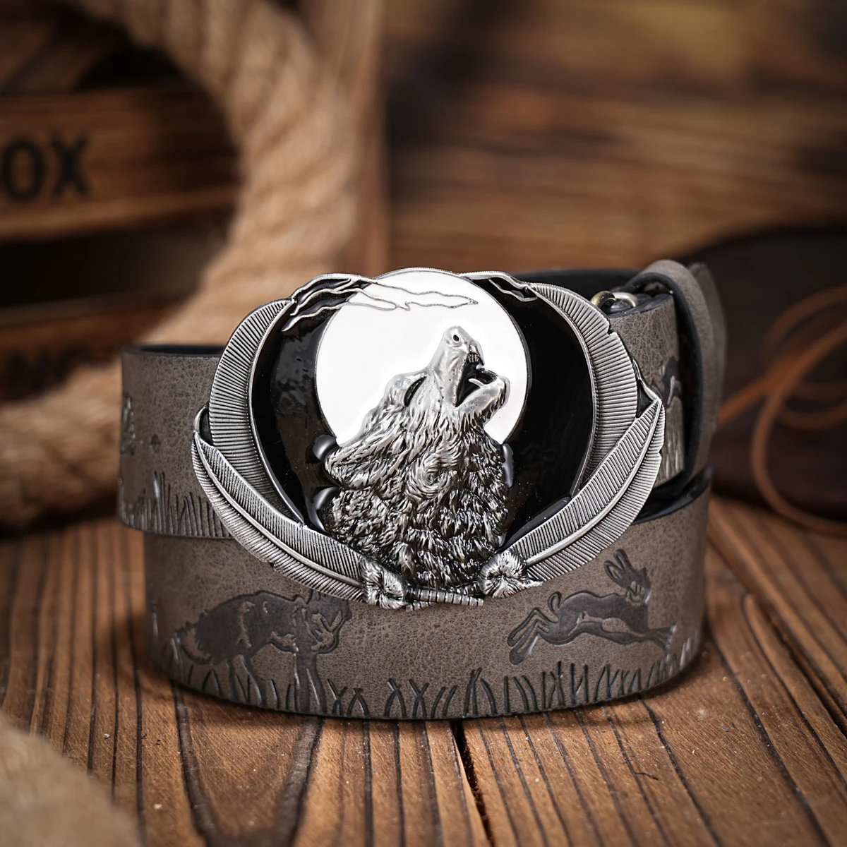 Ein lässiger, individueller und Retro-Gürtel, Bekleidungszubehör im Western-Stil, Metallschnalle, PU-Gürtel, geeignet für Männer und Frauen – Detail 6