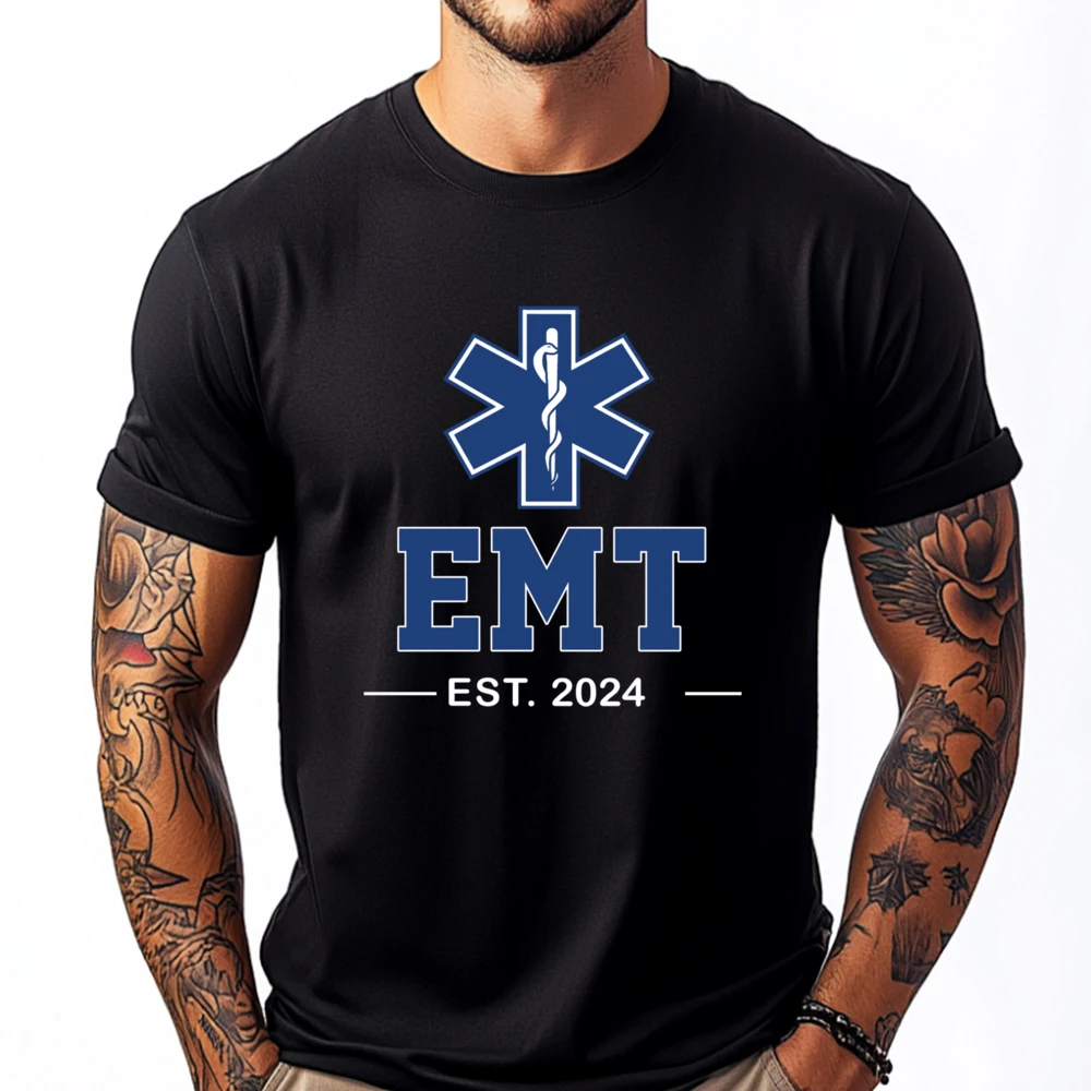

Emt Established Est Ems Paramedic Medic Graduation Grpahic Tee Luxury T-Shirt HOLIDAYS