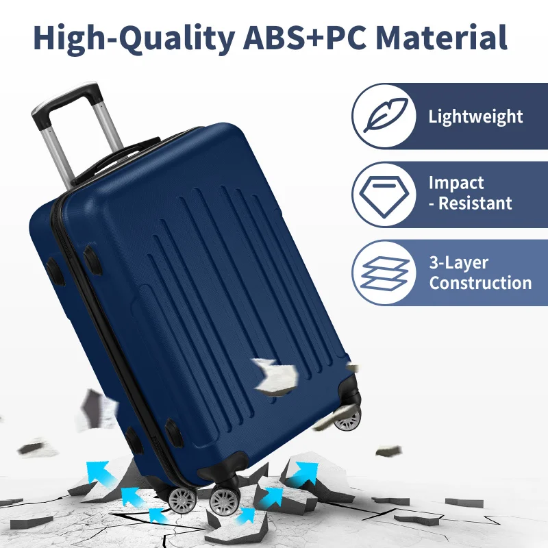 Набор из 3 чемоданов из 3 твердых чемоданов из АБС-пластика + ПК с замком TSA, 4 вращающимися колесами, легкий дорожный чемодан на тележке для переноски Che