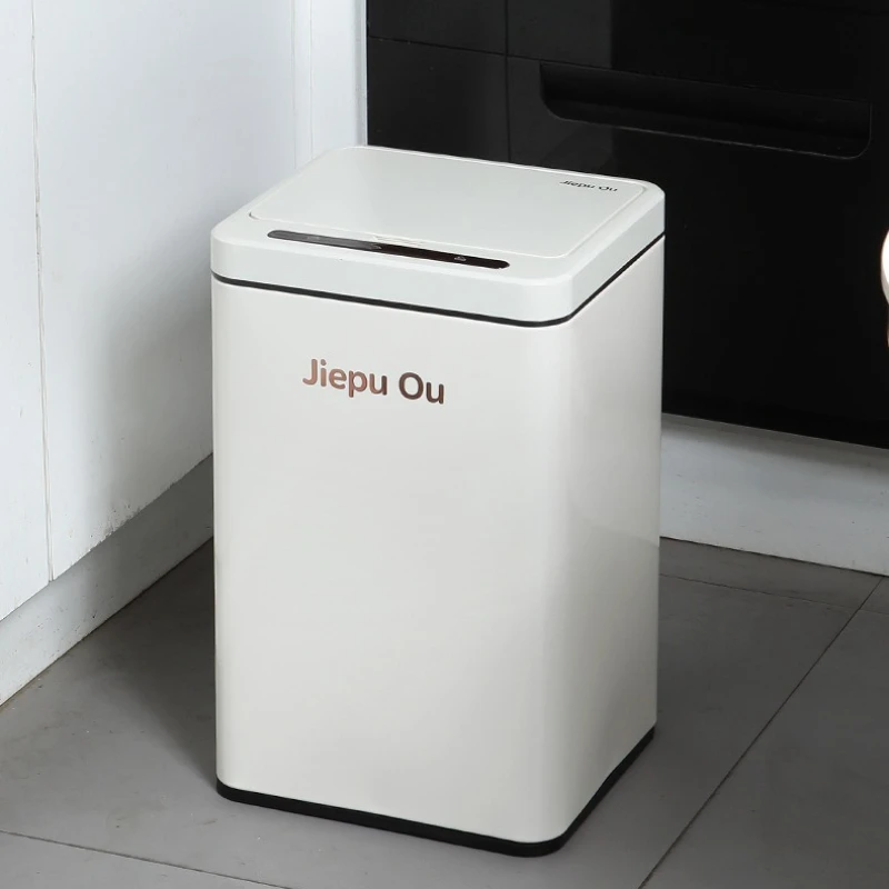 Large Capacity Waste Bins Stainless Steel Trash Can Intelligent Induction Trash Can Silent Automatic Living Room Waste Bin