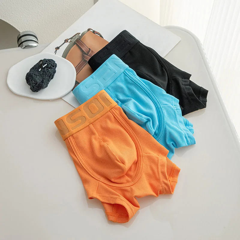 Men Modal Threaded Boxers Sexy Seamless Panties Ultra-thin Breathable Shorts Underpants for Man