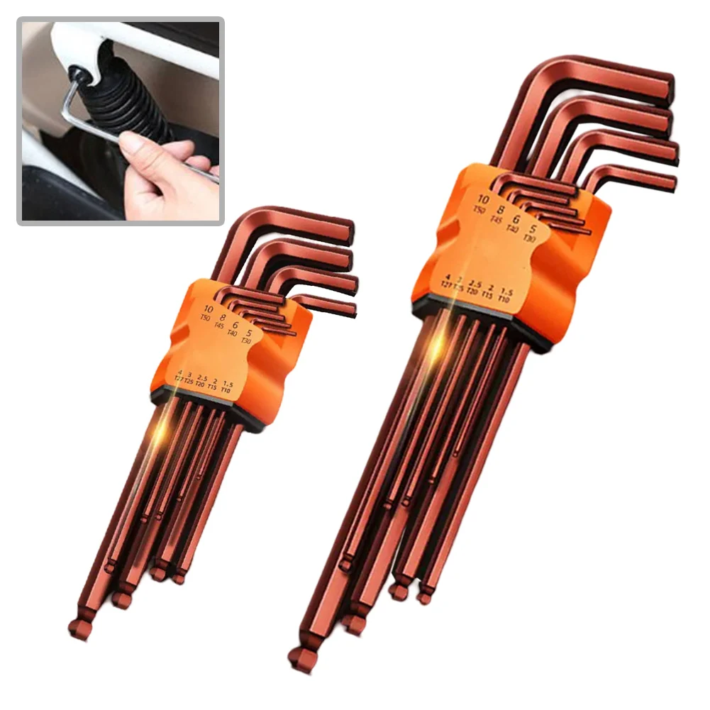 Projetos diy conjunto de chave sextavada de 9 peças ferramenta de reparo doméstico processo de corte quente de aço de alto carbono bordas precisas bordas suaves