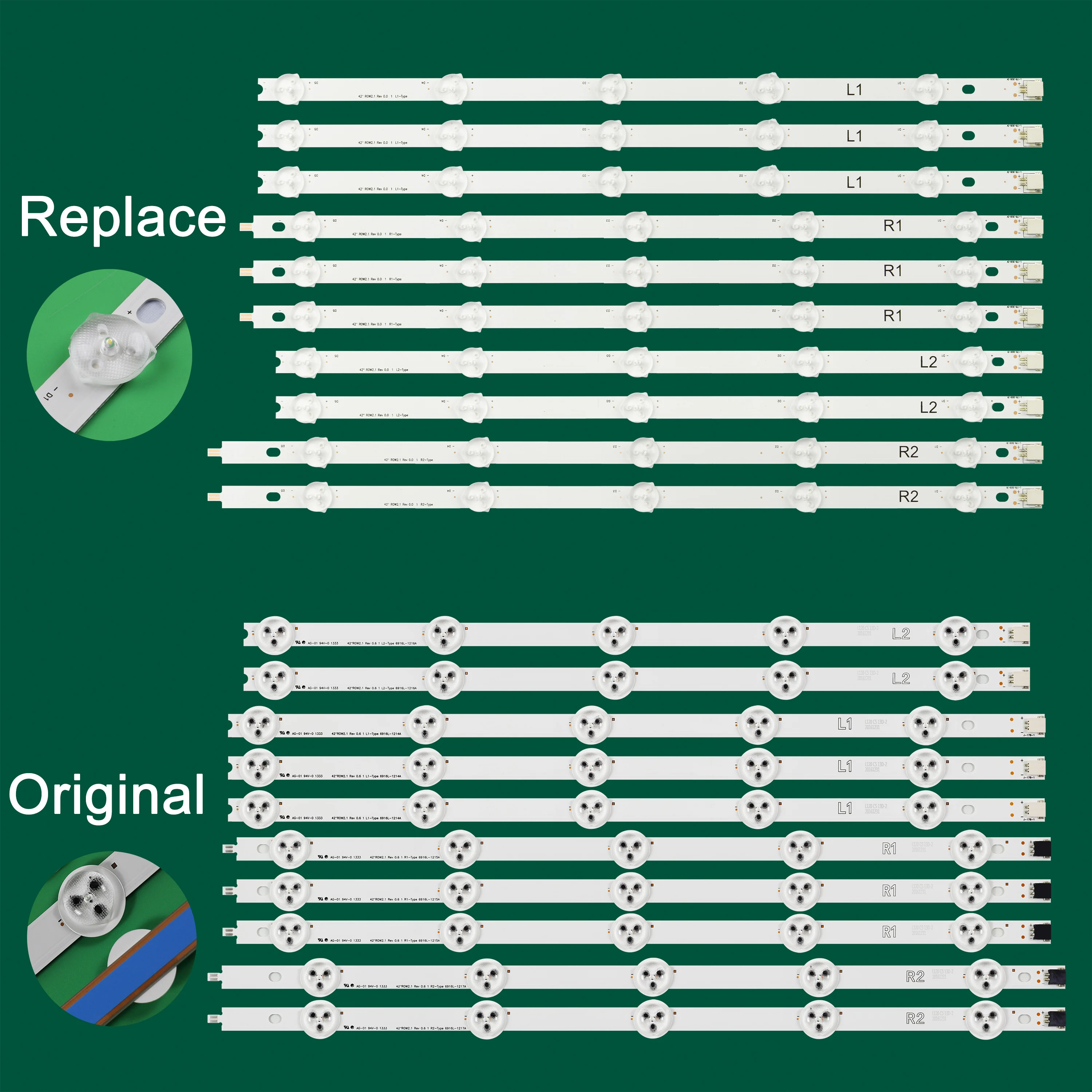 820mm LED Backlight strip 10leds For LG 42\