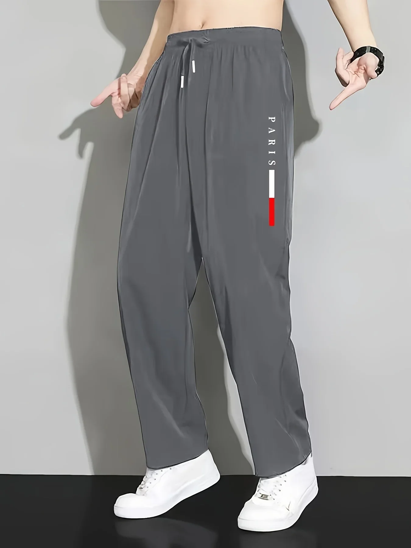 

Лидер продаж, трендовые мужские брюки с принтом, широкие брюки, дышащие и быстросохнущие повседневные спортивные свободные широкие брюки