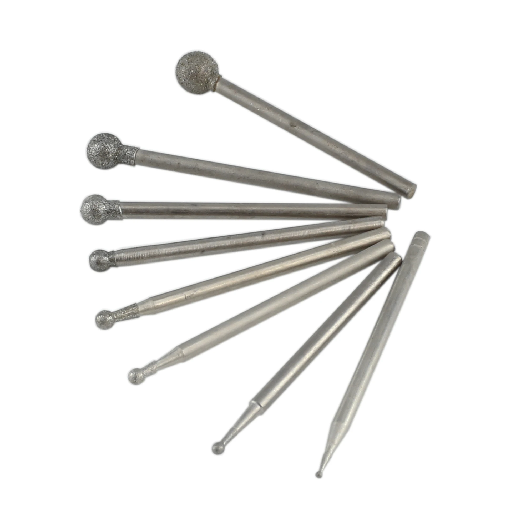 20Pcs 2.35mm Shank Diamond Coated Mounted Points Spherical Ball 0.5-8mm for Jewelry Stone Glass Grinding Carving for Dremel