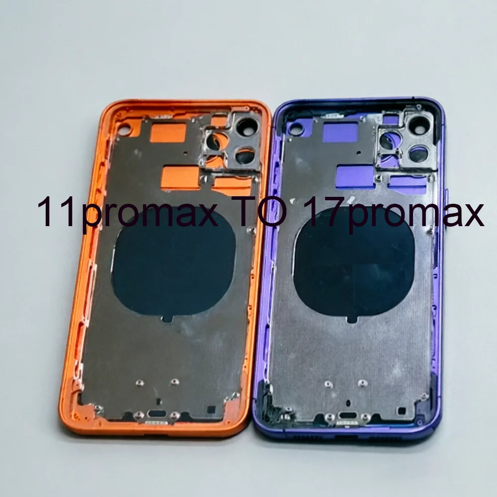 DIY 11promax to 17 Promax Back Battery Housing For 11promax TO 17PROmax Housing Battery Cover Middle Frame with SIM Tray