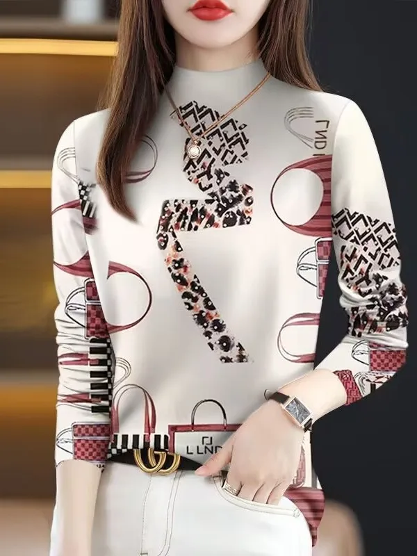 

Large Size New Sle Women's Long Sve T-irt Spring 2026 Anti-Aging Belly Covering High End Faion Commute Ethnic Univer...