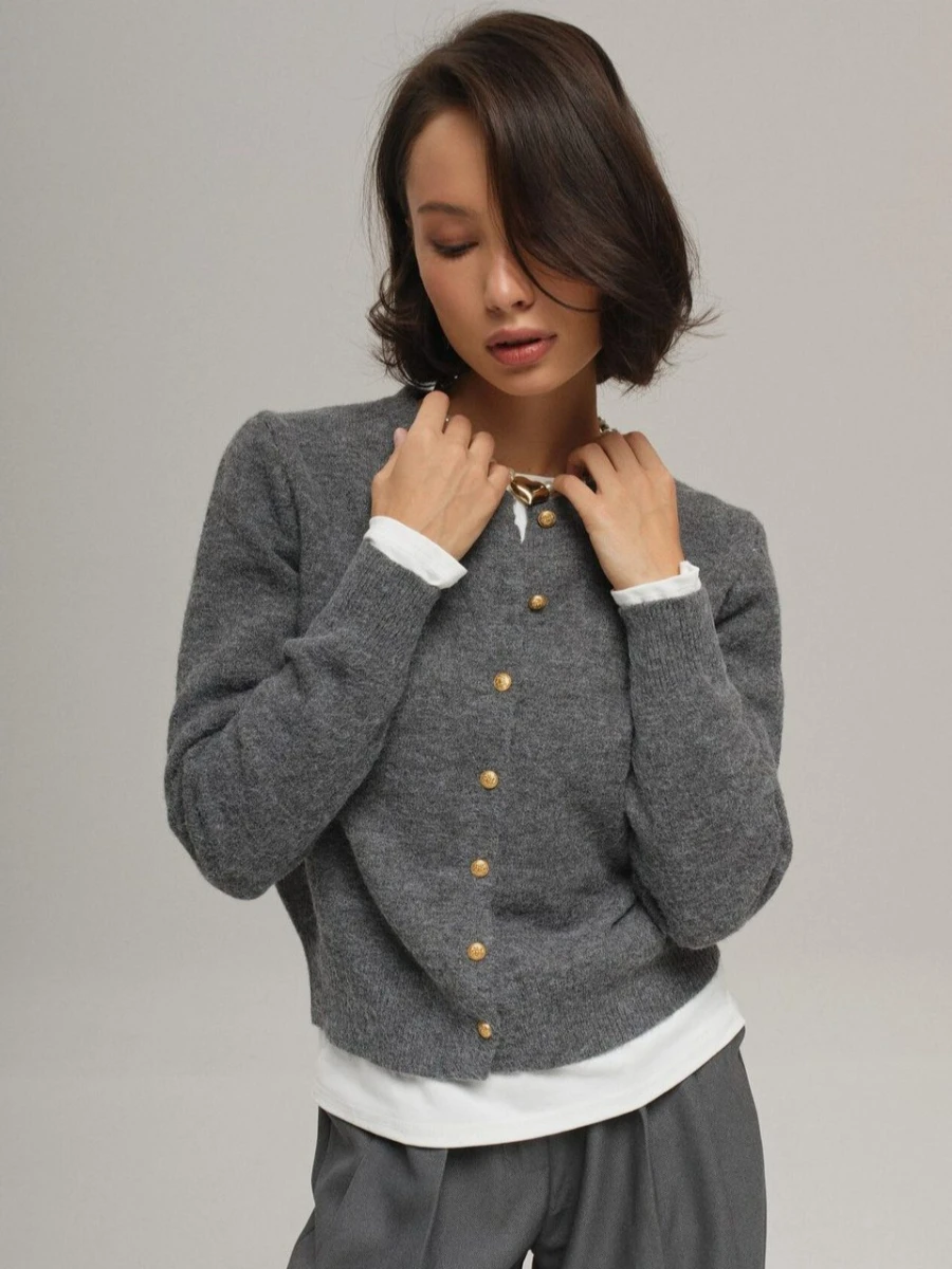 

Blubelle 2025 New Spring Women's Minimalist Knit Cardigan O-Neck Long Sleeves Sweater Outerwear ﻿Jumpers