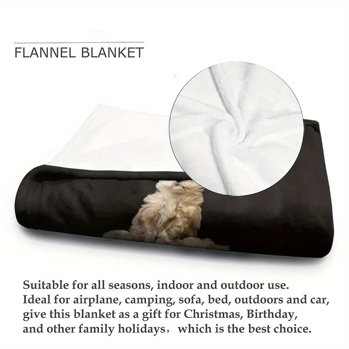 Cute curly-haired Teddy bear pattern Flannel printed blanket suitable for all seasons suitable for living office sofa and travel