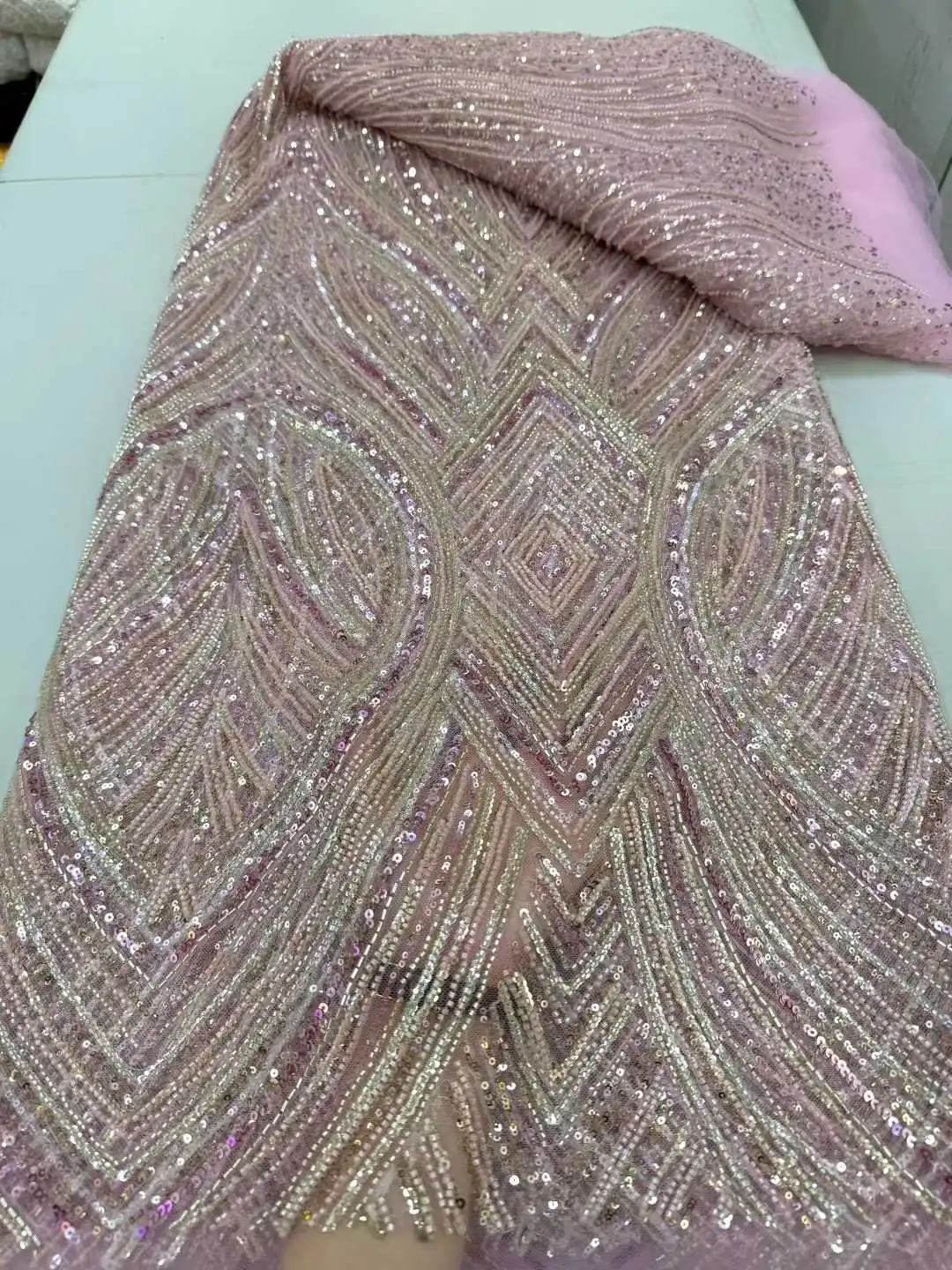 Nieuwste kralen Afrikaanse kant 2025, hoge kwaliteit pailletten, Nigeriaanse Franse tule stof, borduurwerk voor damesjurken