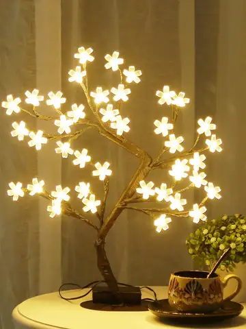 Lampe de bonsaï de fleurs artificielles brittop éclairées par USB, aucun arbre de fleur de fleur, cadeaux pour la décoration intérieure, 40LED, 17 po, 62