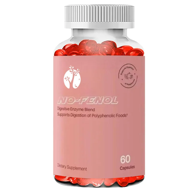 Polyphenolic Digestive Enzyme Supplement and 60 Capsules of Fruit and Vegetable Fiber