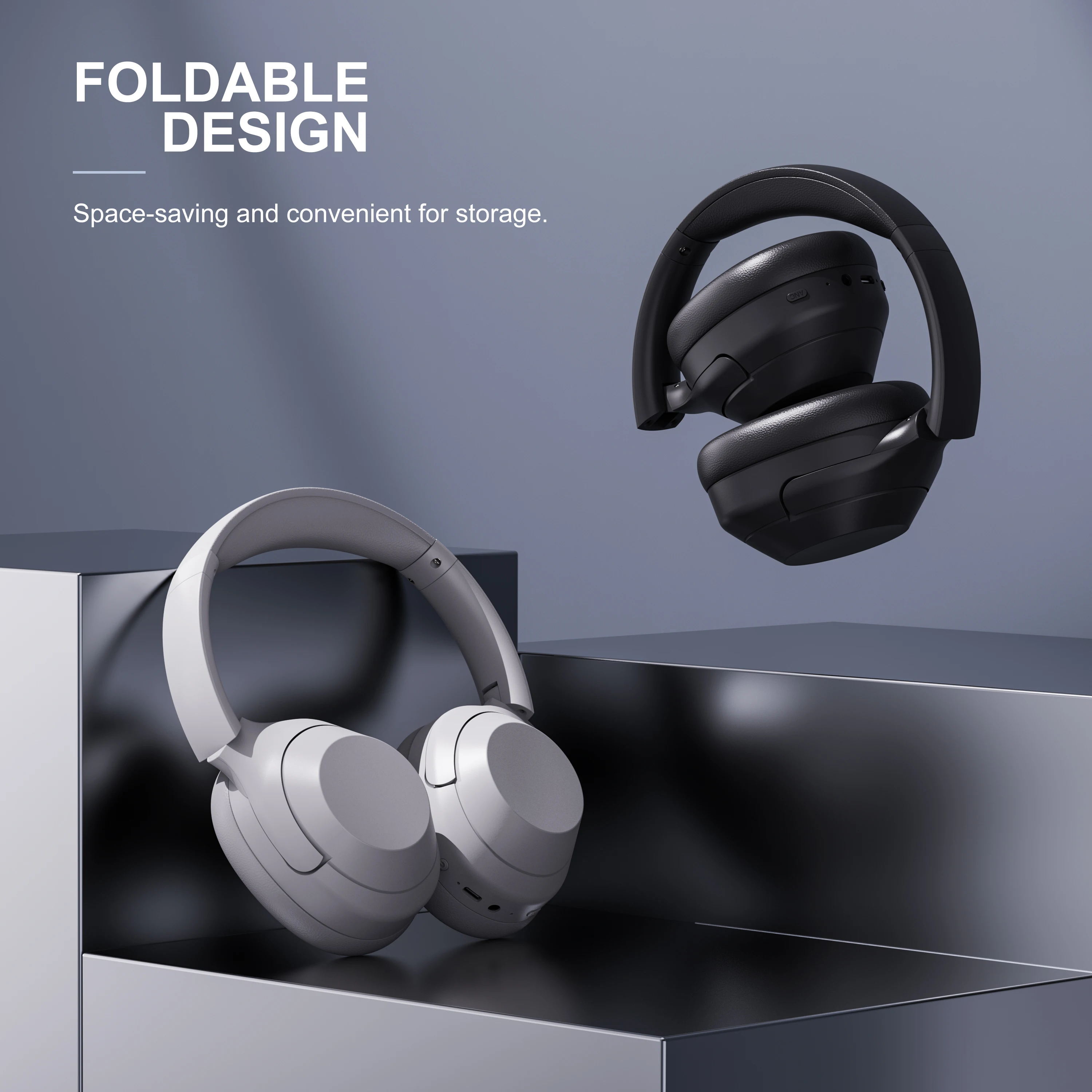 W2 Wireless Headphones ANC Headphone Bluetooth 5.2 Earphones Over-Ear with Mic, HiFi Stereo Foldable Lightweight Headphones