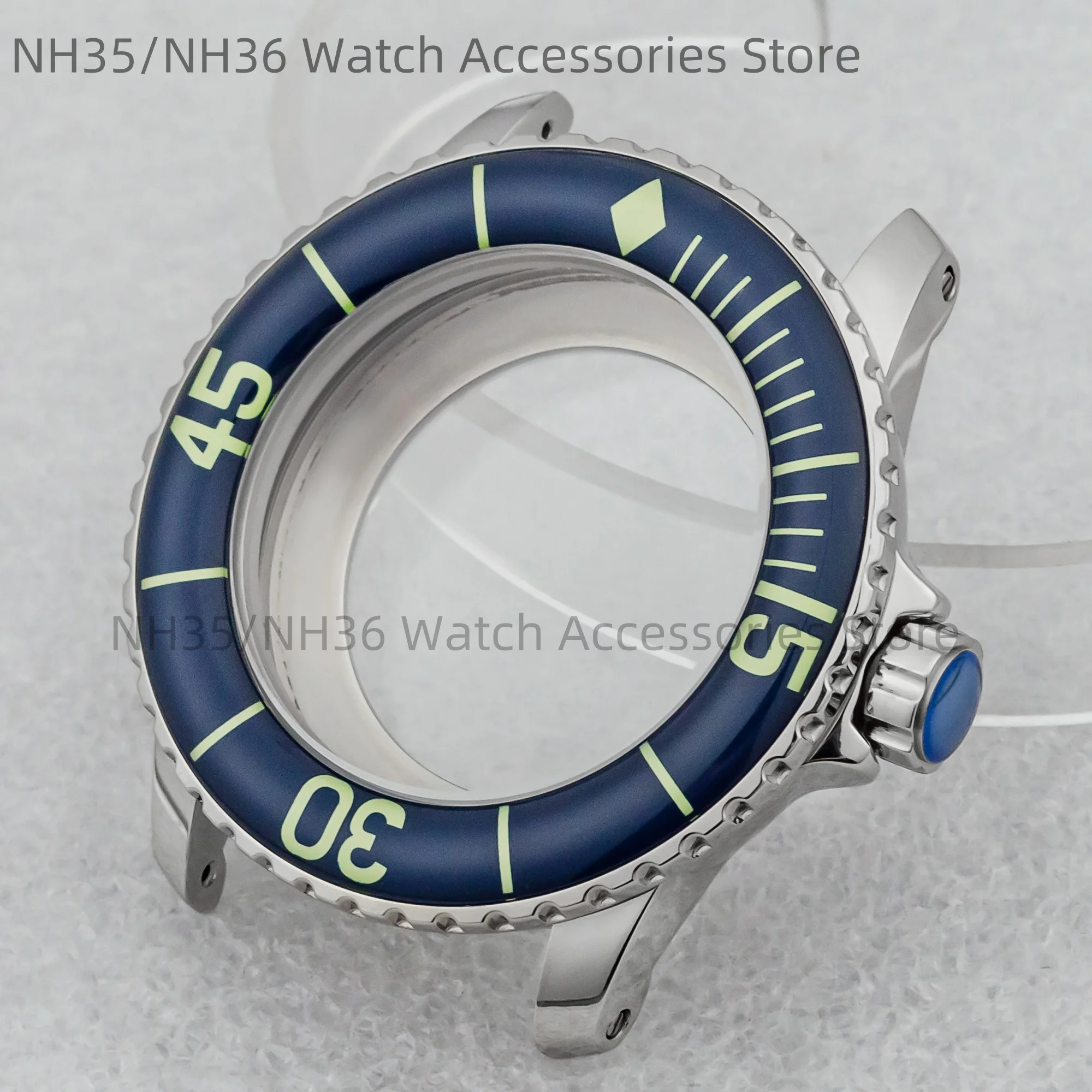 NH35 Case 45mm Watch Case Stainless Steel 10ATM Waterproof for Fifty Fathoms Watch Case fit NH35 NH36 Movement Replacements