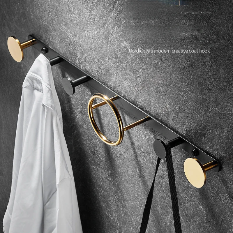 

Thicker Brass Material Towel Bar Bathroom Home Furniture Garment Rack Wall Hanging Bedroom Porch Clothing Hangers Coat Bag Shelf