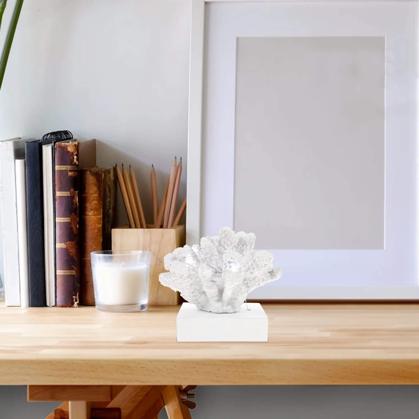 LED المرجان زخرفة الراتنج الاصطناعي سطح المكتب ديكور واقعية المرجان الحرفية ديكور المنزل النحت الفني #4