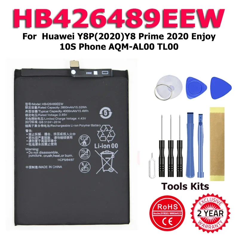 4000mAh HB426489EEW Battery For Huawei Y8P(2020)Y8 Prime 2020 Enjoy 10S Phone AQM-AL00 TL00 Mobile Phone Replacement Accumulator