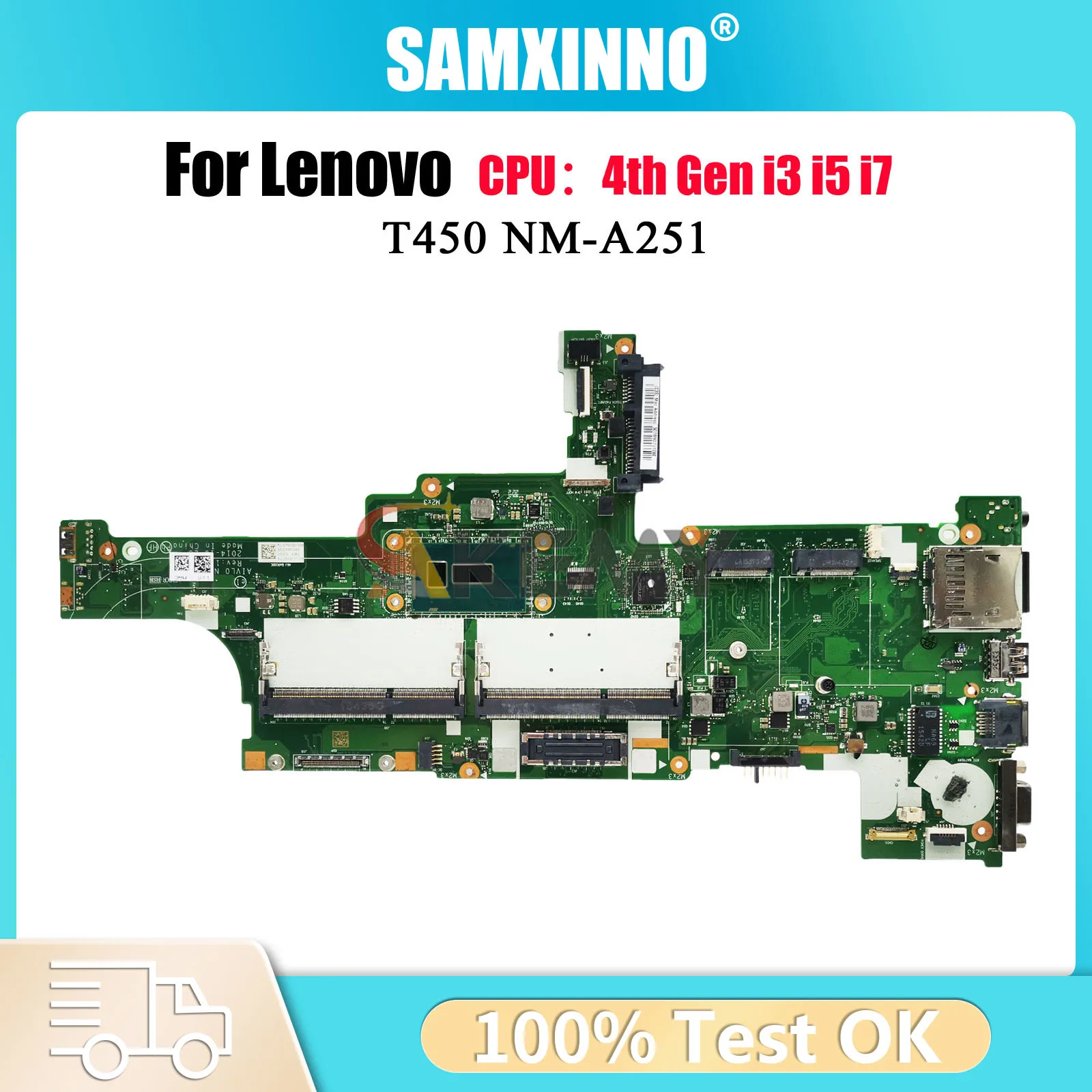

Материнская плата для ноутбука Lenovo T450 NM-A251 с i3 i5 i7 5-го поколения, 100% полностью протестирована