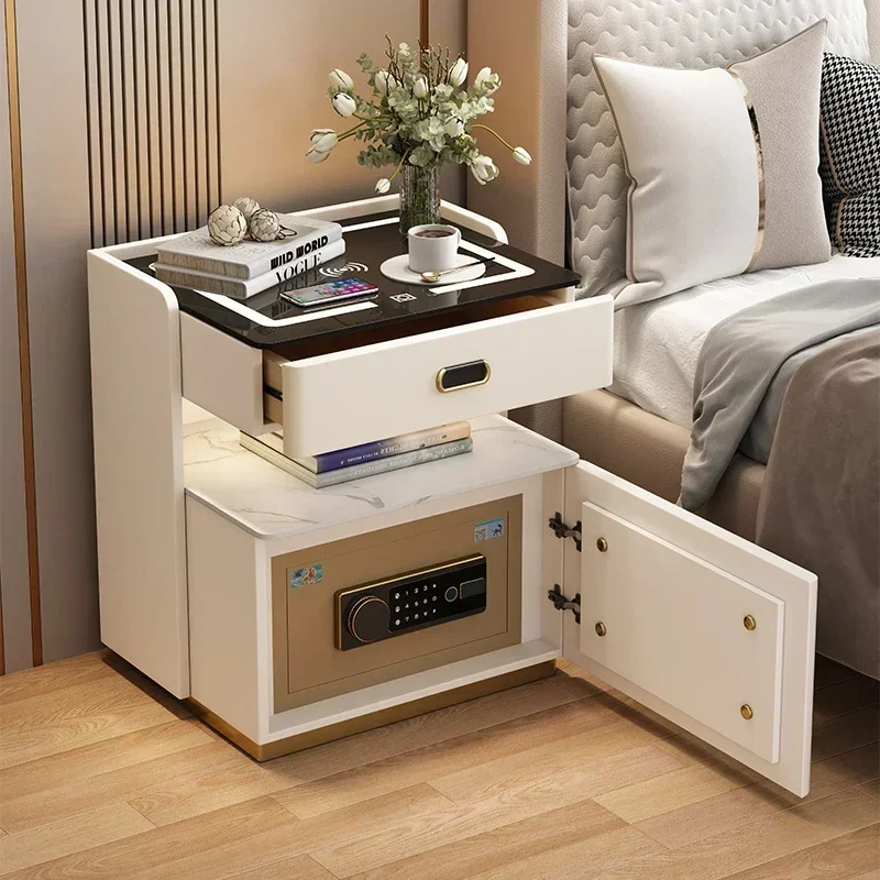 Comfortable With Drawers Bedside Cabinets Narrow Table Luxury Modern Smart Safe Bedside Table With Fingerprint And Password