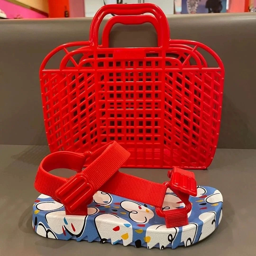 Sandales imprimées à bout ouvert pour enfants, mocassins de plage en ligne tissés pour l\'été