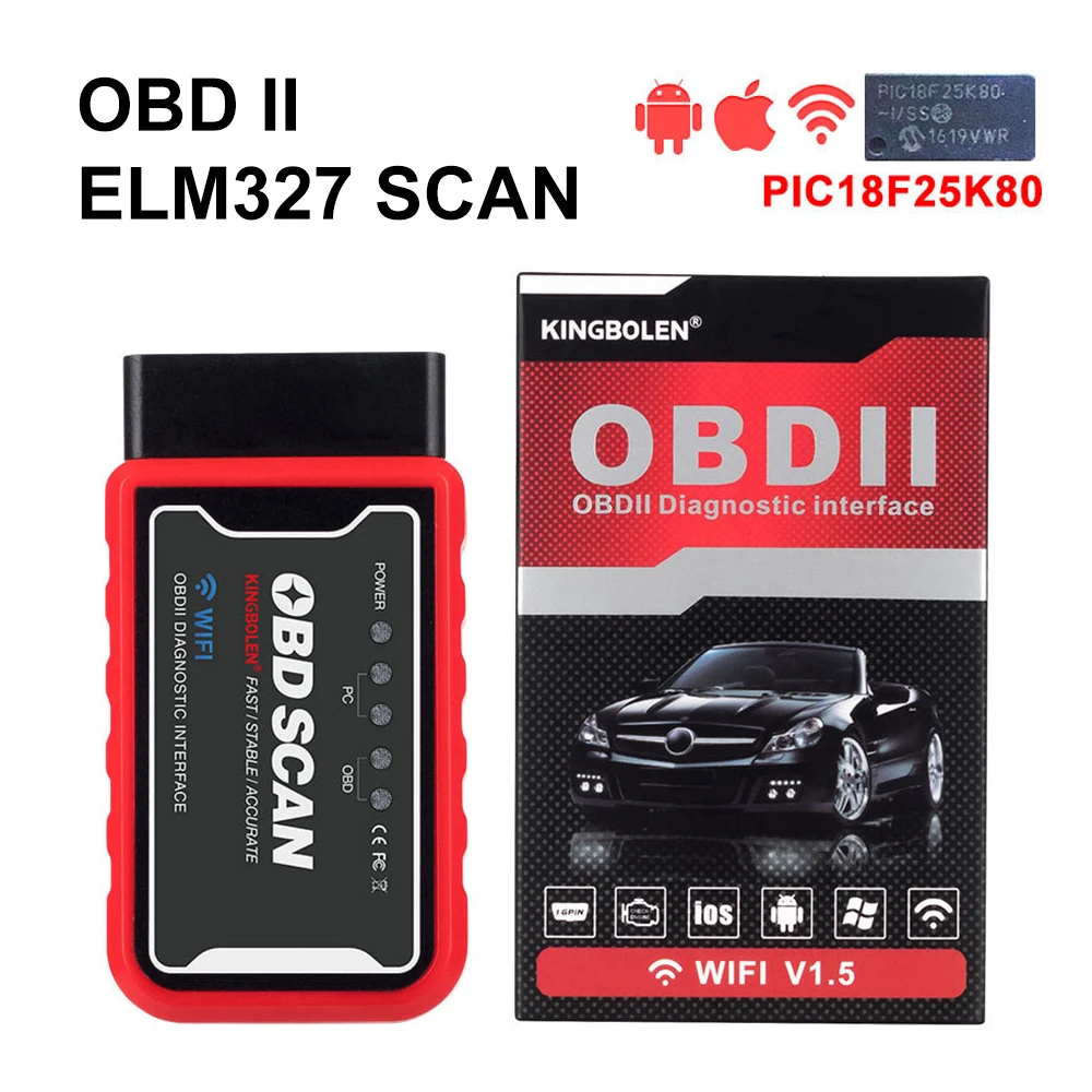 

ELM327 V1.5 Car Code Reader BT WiFi ELM 327 PIC18F25K80 Chip OBDII Diagnostic Tool For iPhone/Android PK ICAR2 OBDSCAN Scanner