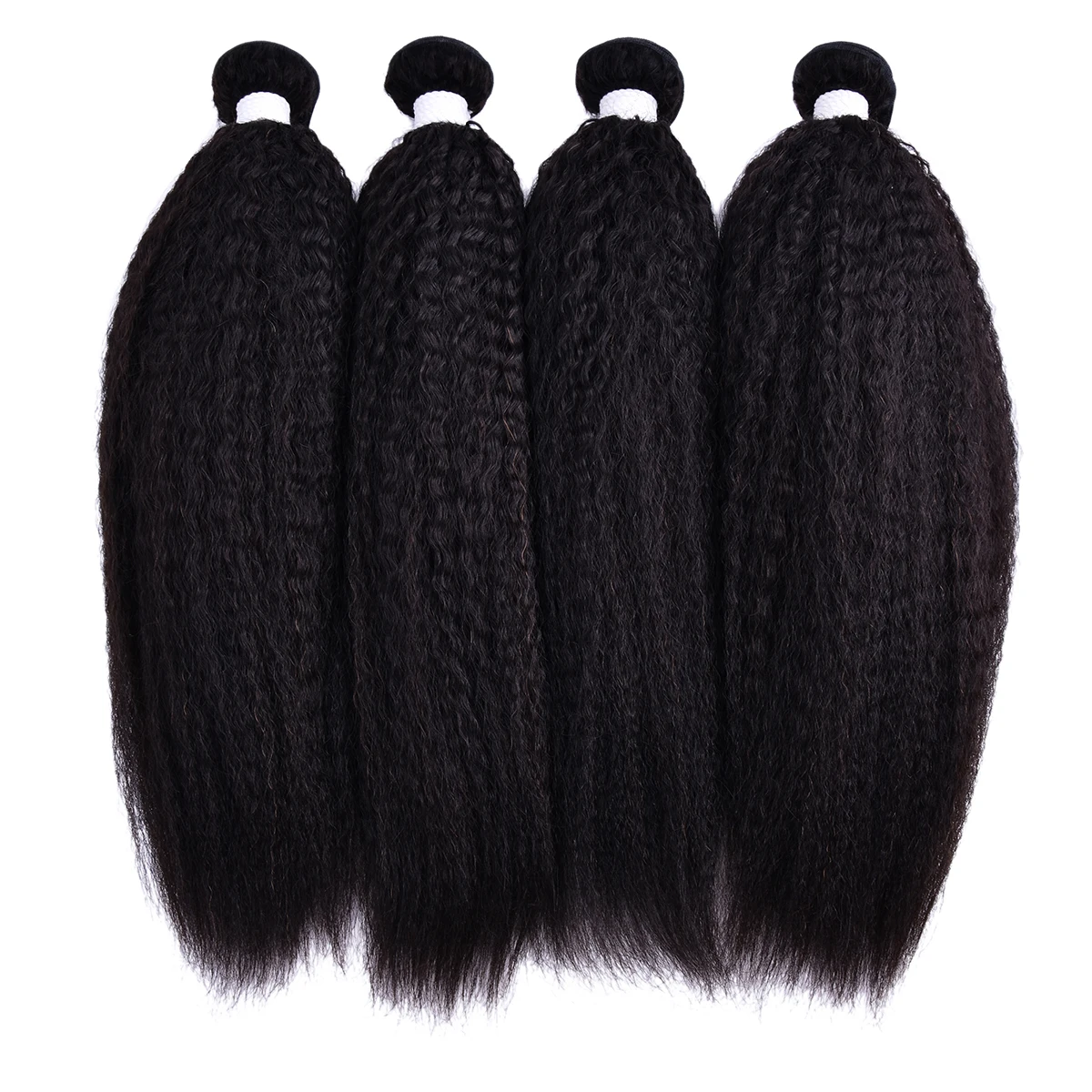 Mixed Protein Fiber Human Hair Extensions Kinky Straight Human Hair Bundles Deals For Women 30% Protein Fiber Hair Extensions