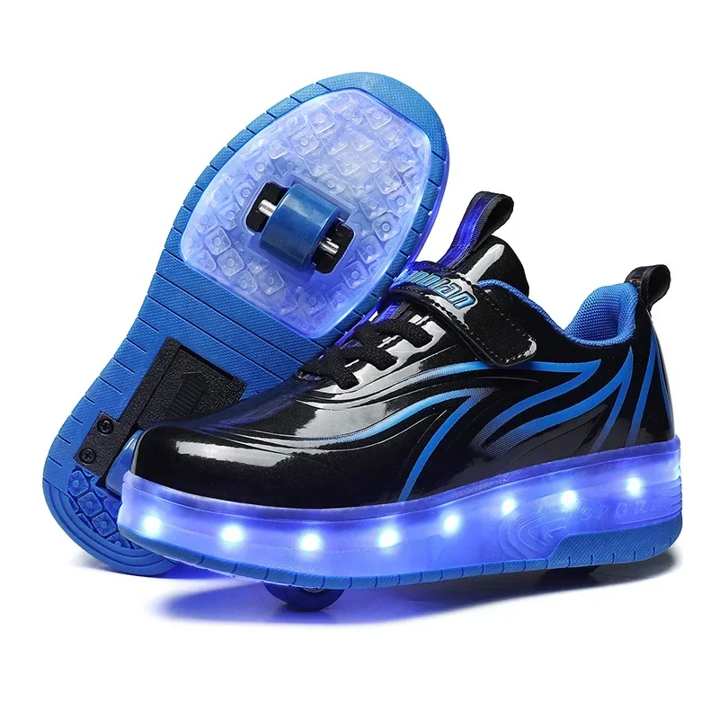 Two Wheels Children's Led Light Roller Skate Shoes For Kids Boys Girls Glowing Sports Luminous Sneakers Skateboard USB Charging