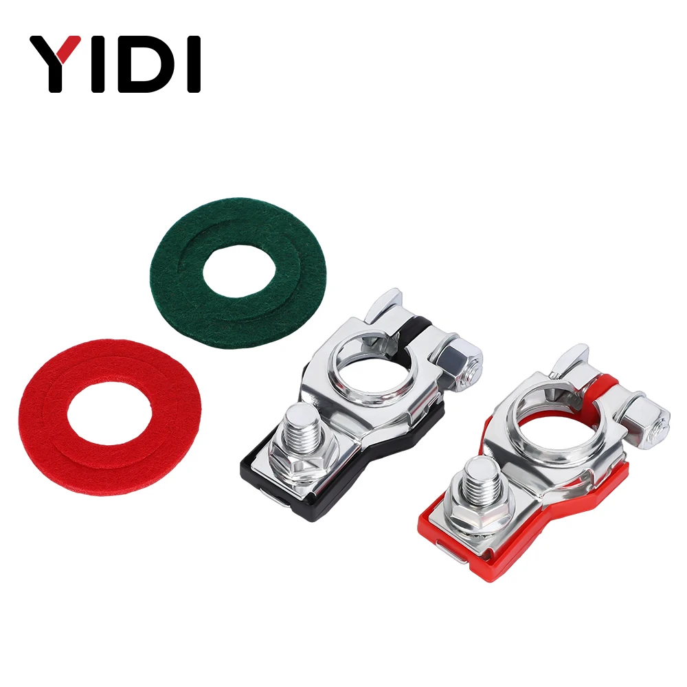 2Pcs Automotive Battery Terminal Clamp Connectors Positive Negative Top Post Quick Release for Car Truck Caravan Boat