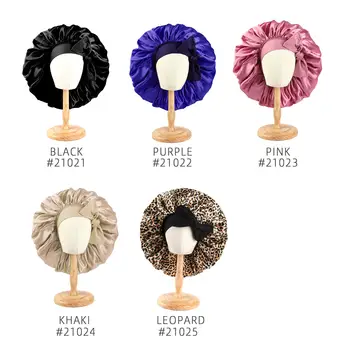 新款女士大號緞面睡帽絲滑夜間睡眠帽帶彈性繫帶浴帽捲髮辮子頭套頭巾 6 最佳銷售 睡前酒 - №2