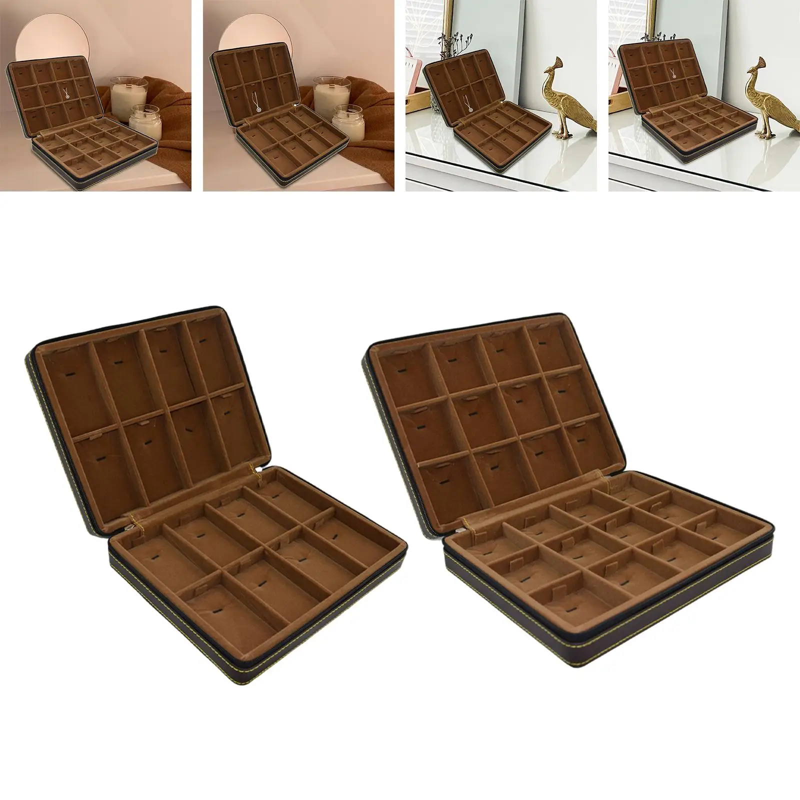 

Jewelry Travel Case Girls Space Saving Large Capacity Modern PU Leather Trinket Box for Ear Dresser Counter Watches Jewellery