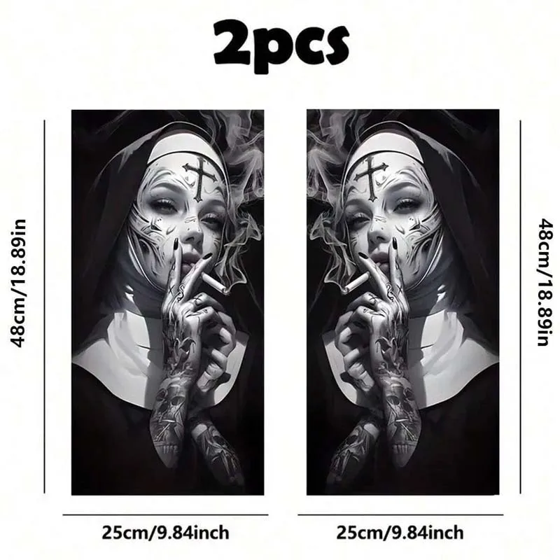 2-Piece Tattoo Smoking Car Sticker - High-Gloss Waterproof Self-Adhesive Car Sticker, Scratch-Resistant Plastic/Metal Film Suita