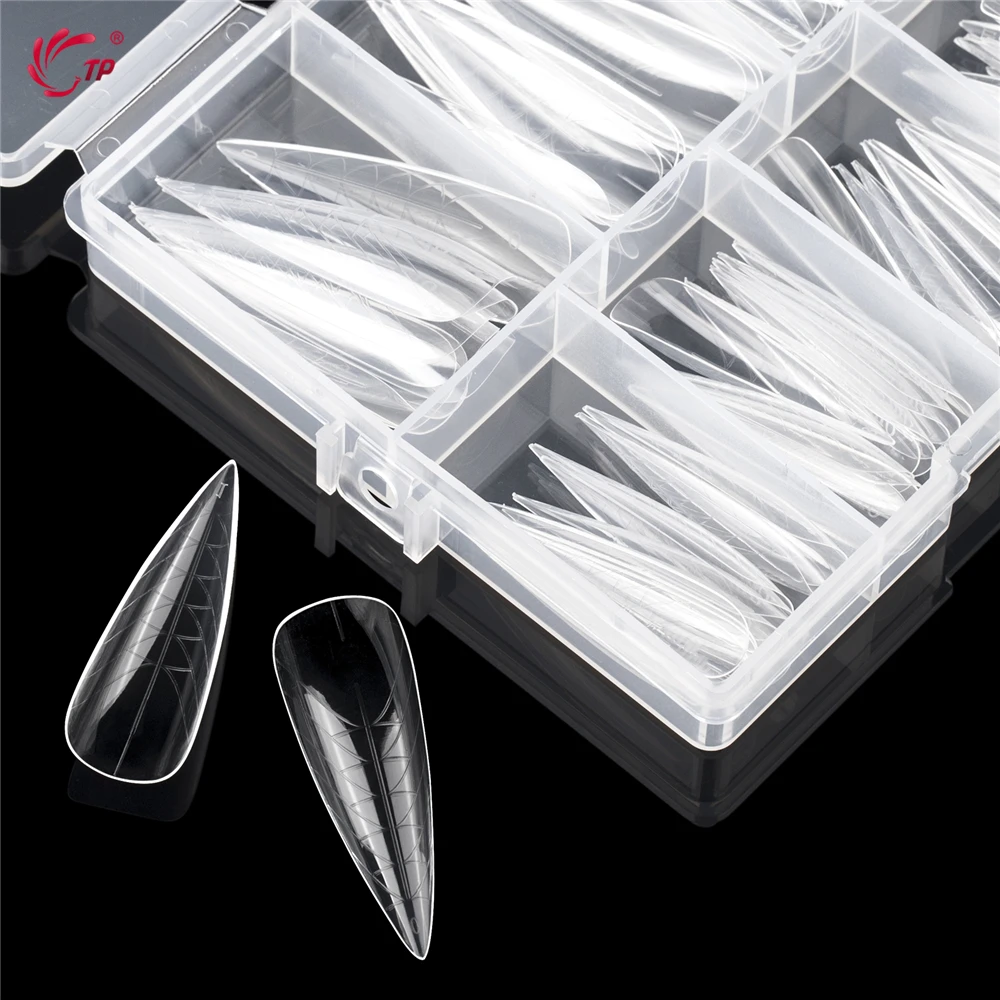 TP 75pcs/150pcs Stiletto Dual Form Nail Acrylic Quick Building Gel Mold Full Cover Extension Upper Mold False Nail Tips Top Form