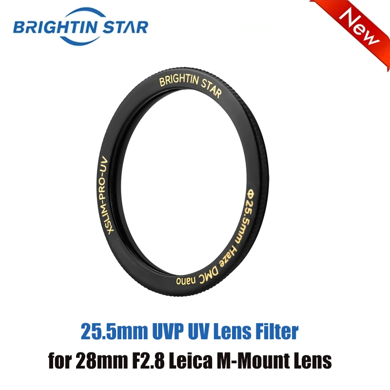 Brightin Star-filtro de lente de protección UV UVP de 25,5mm, especializado para lentes de montura M de 28mm F2.8 Leica