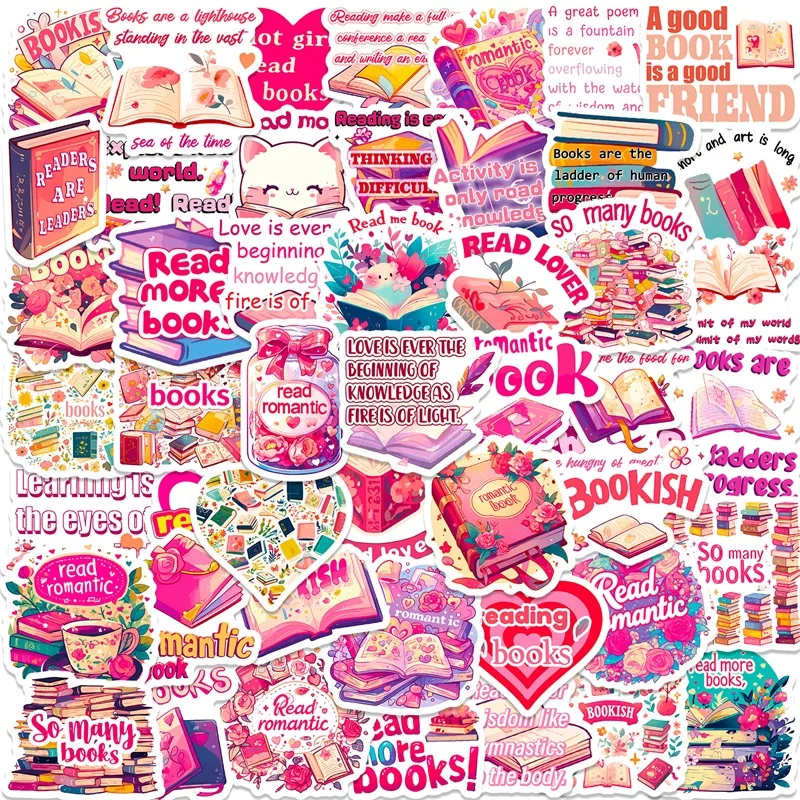 10/30/50PCS Cute Pink Book PVC Sticker Aesthetic Children's Decoration Scrapbooking Stationery Hand Accounting Supplies for Kids