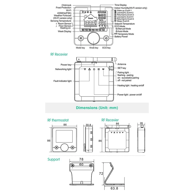 Smart RF433 Wireless Thermostat Wifi Programmable Temperature Controller For Room Gas Boiler And Voice Alexa