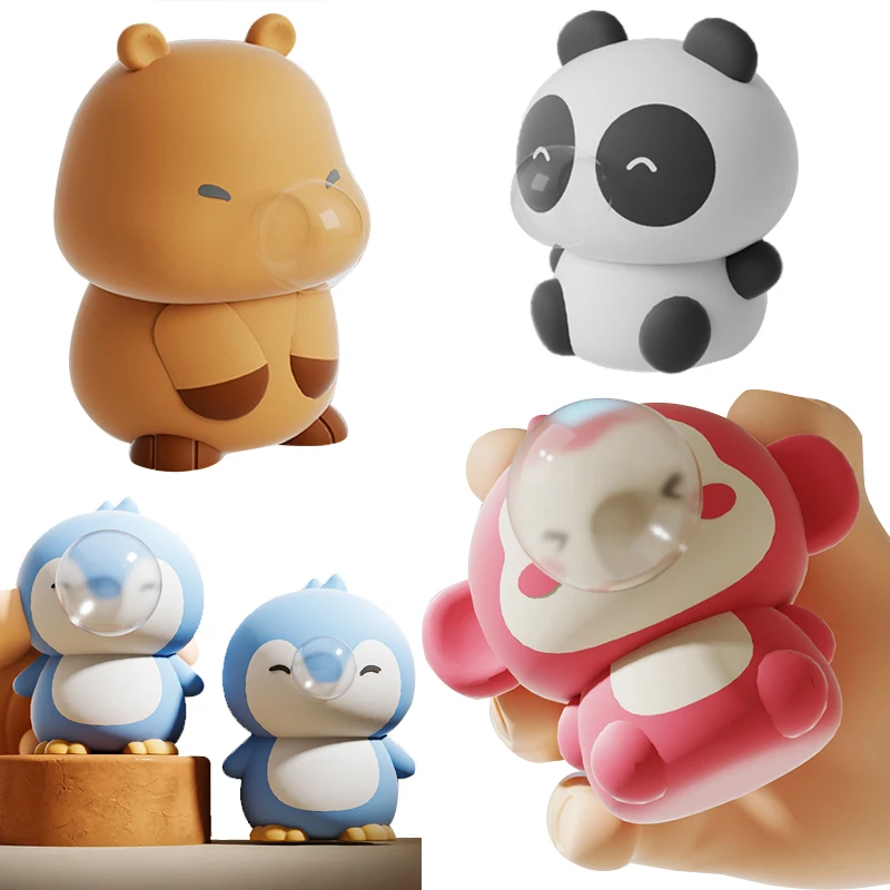 Lindo capibara Animal escupir burbujas Squish juguete para apretar ansiedad alivio del estrés sensorial juguetes antiestrés para adultos niños juguetes regalo