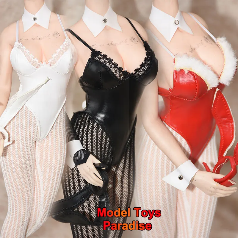 1/6 Women Soldier Rabbit Girl Uniform Fishnet Bodysuit See Through Cosplay Clothes Set Fit 12inch TBLeague Action Figure Body