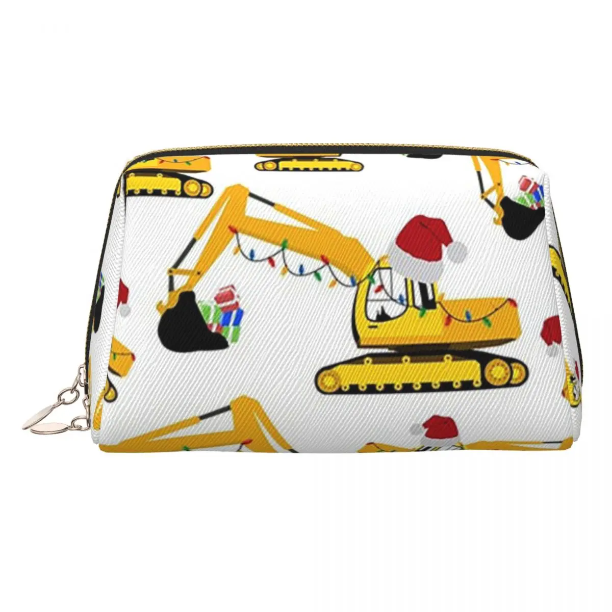 Christmas Excavator Construction Truck Women Cosmetic Bag Travel Makeup Organizer Pouch Toiletry Storage Dopp Kit Box