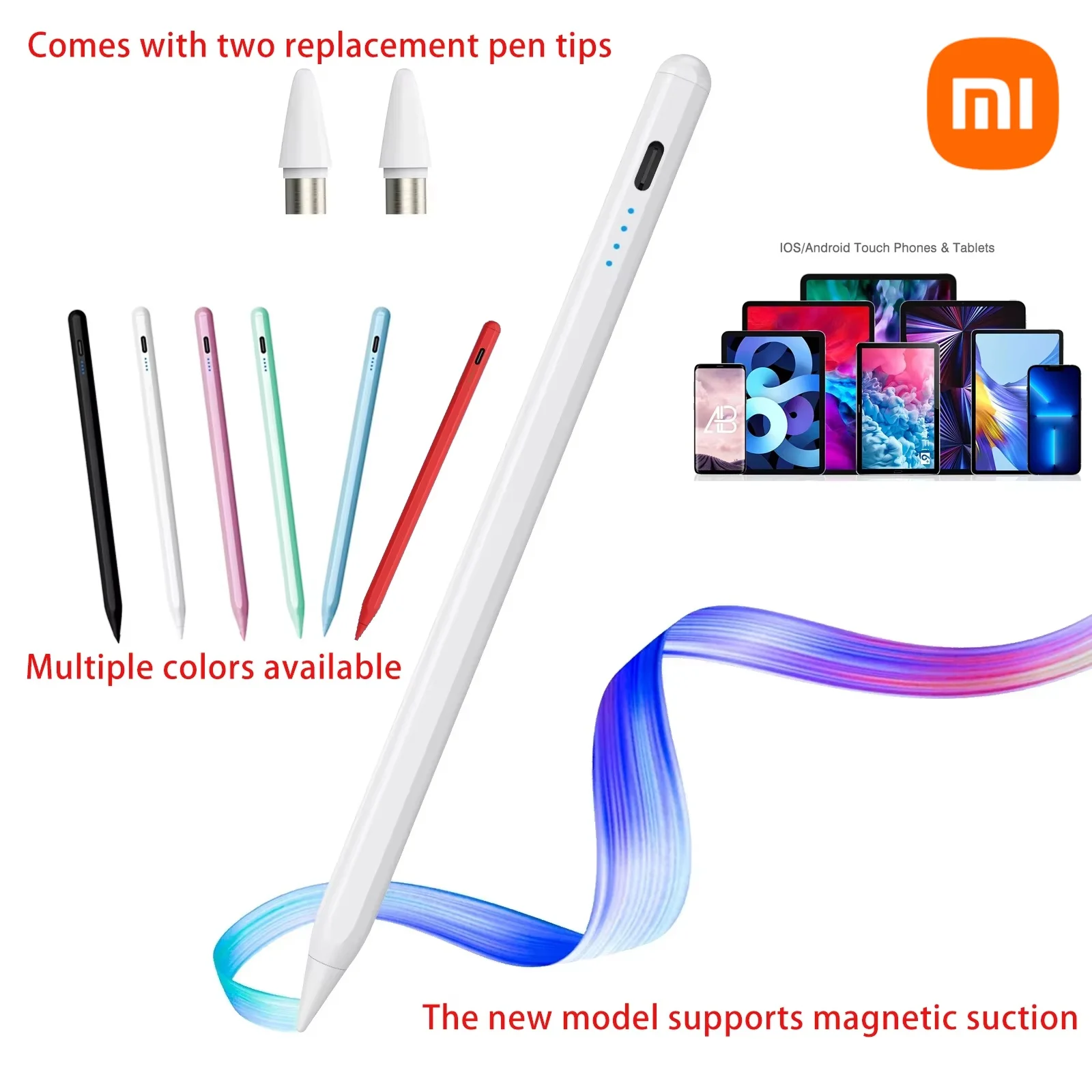 XIAOMI Universal Stylus Pen 1.5mm Fine Tip No Lag Palm Rechargeable Multicolor PEN Capacitive Stylus Painting Writing pencil NEW