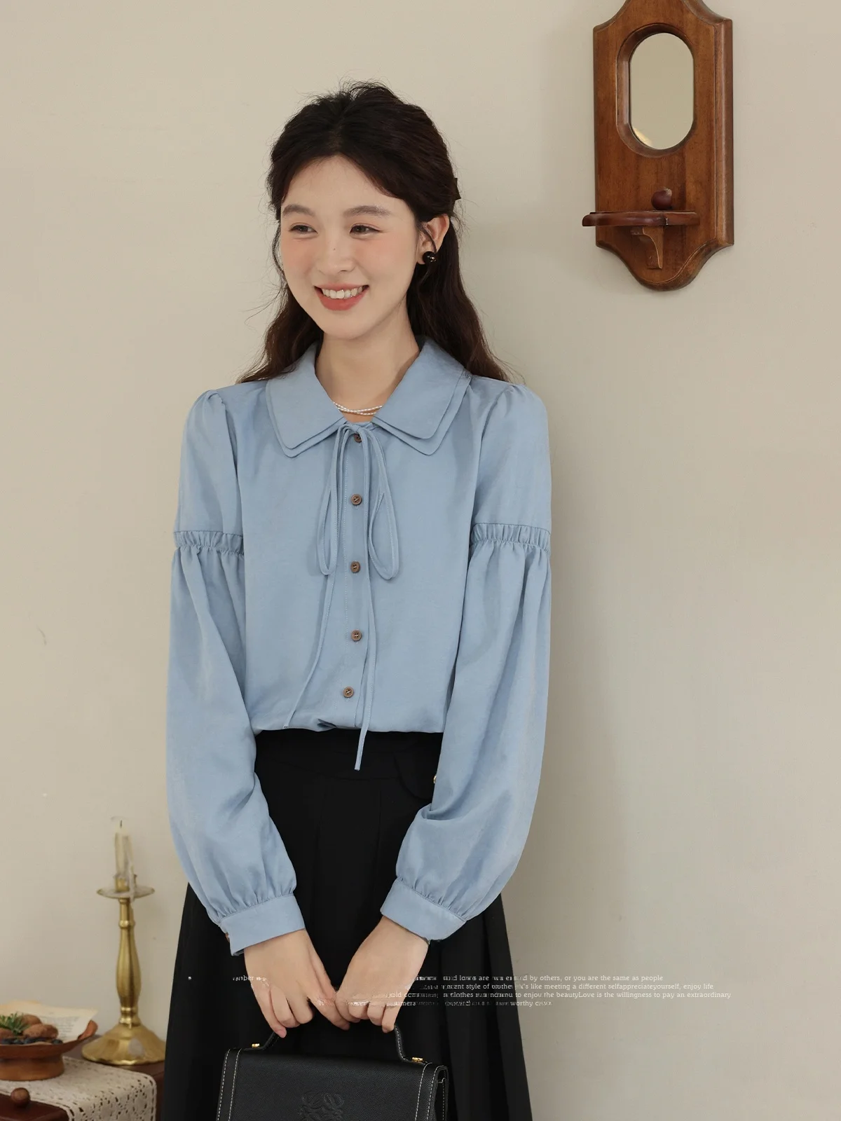 

Элегантная женская рубашка с длинным рукавом и воротником, красивая, модная, женственная, в стиле Deer South Jasmine Rhapsody Sweet Sle Loo...