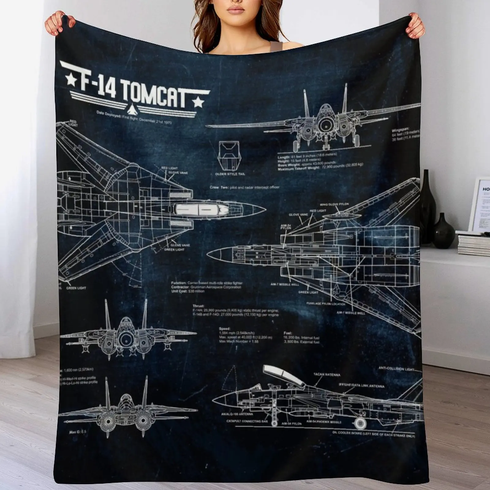 

Tomcat F-14 Blueprint Tapestry USAF Navy Throw Blanket christmas decoration Picnic Travel Blankets