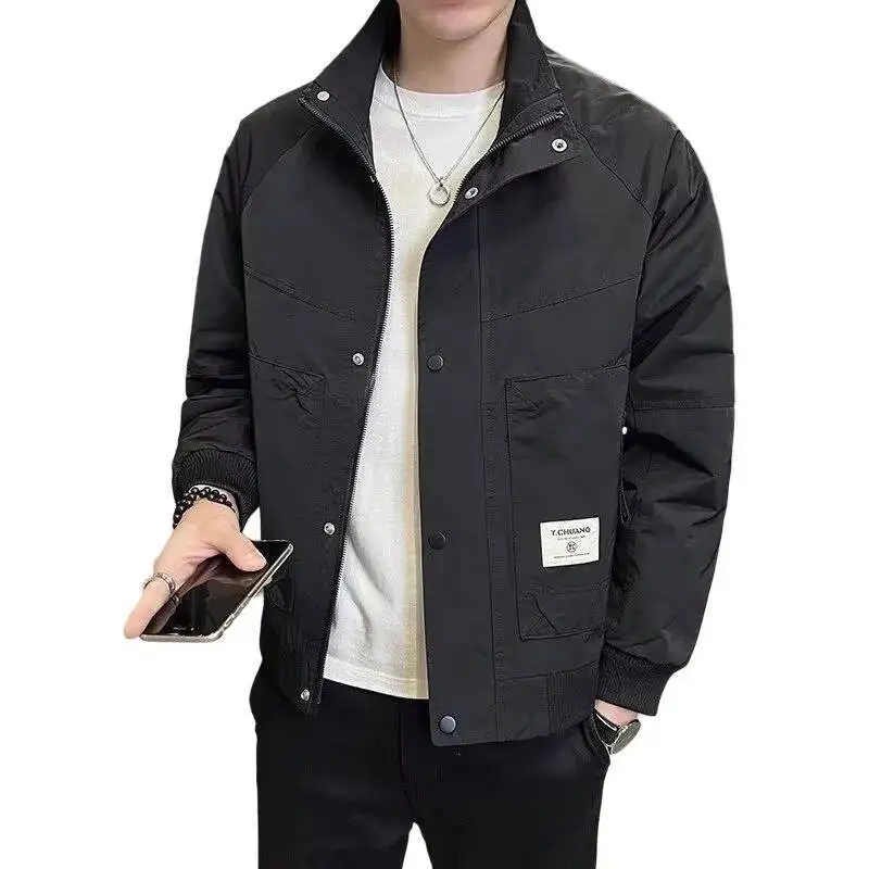 سترة رجالية 2026 ربيعية بياقة واقفة سترة فضفاضة غير رسمية ملابس خارجية قصيرة معطف البضائع #6