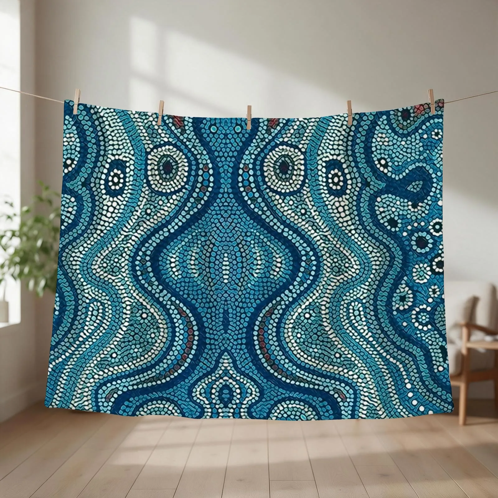 Australian Aboriginal Art Throw Blanket couch cozy soft plush fuzzy picnic outdoor blanket