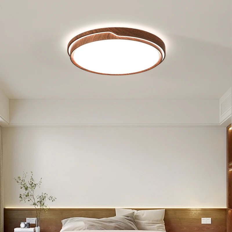 Walnut Color Living Room Lamp Retro Rectangular Hall Main Lamp Simple Ceiling Lamp Full Spectrum Chinese Eye Protection Lamp